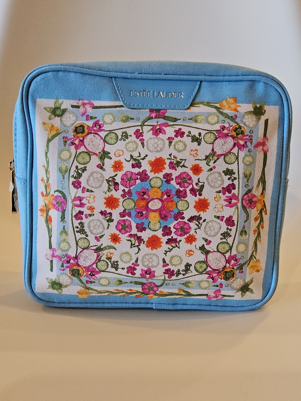 Estee Lauder Light Blue Floral Cosmetic Bag